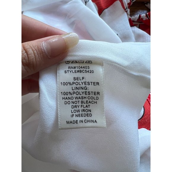 Revolve J.O.A. Floral Mini Dress Medium Red White Summer Ruffles Boho - Picture 8 of 11
